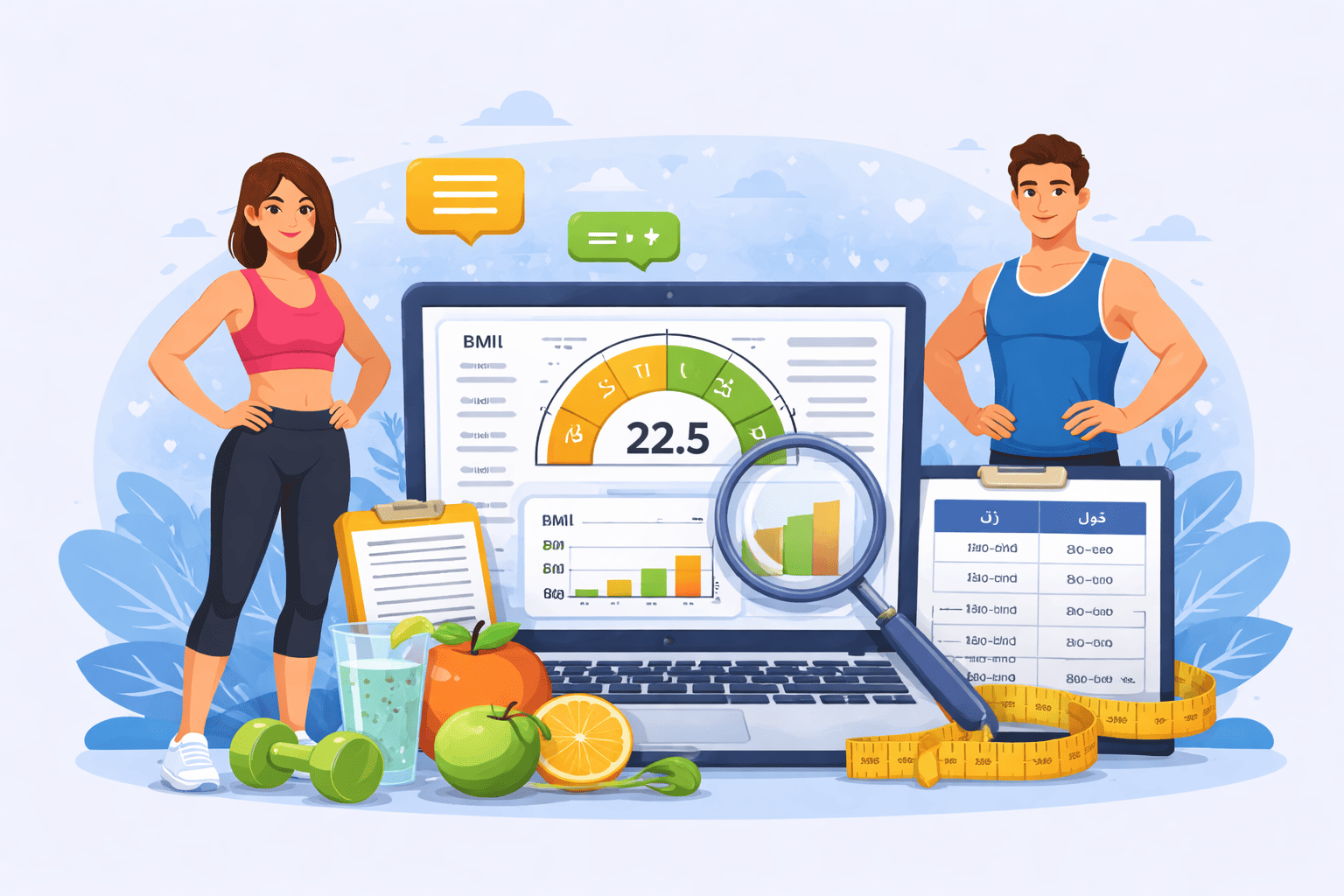 تصویر ابزار محاسبه وزن ایده آل بر اساس قد در کیت تول